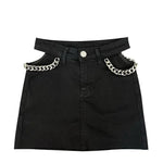 Load image into Gallery viewer, Summer New High-waisted A- line Denim Mini Dress Women&#39;s Sensibility Spicy Girl Hollow Zipper Skirt Prominent Butt Lifting  Amaijoin
