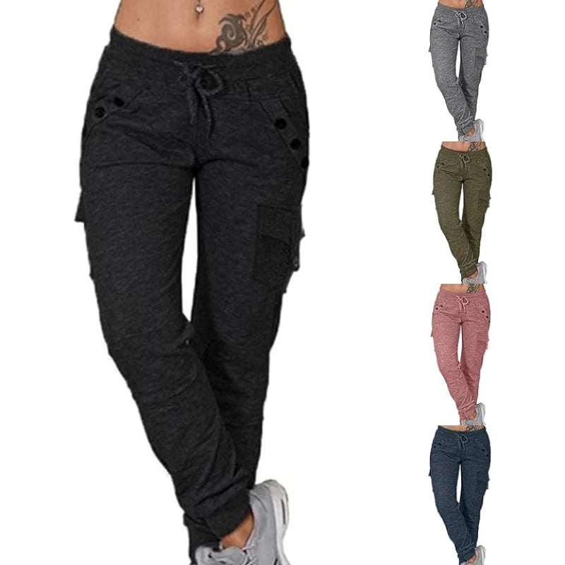 2023 Autumn Winter Loose Sport Casual Women Pants Solid Pocket High Waist Trousers Femme Jogger Elastic Waist Harem Pants  Amaijoin