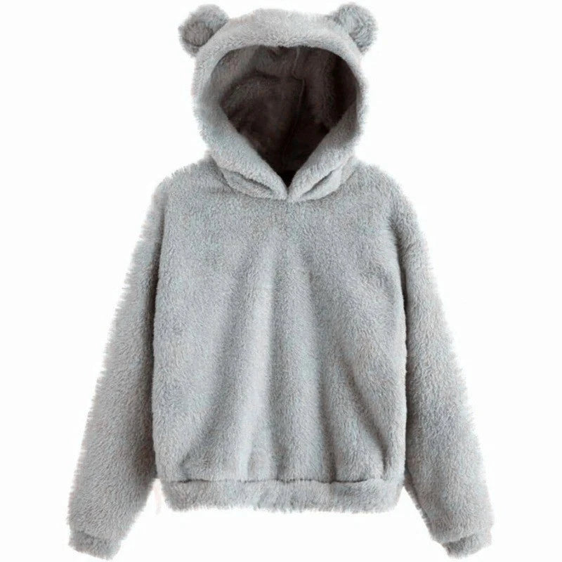 Autumn Winter Women's Hoodies Winter Women Long Sleeve Rabbit Ear Hood Sweatshirt Cute Plush Warm Casual Hoodie Tops  Amaijoin