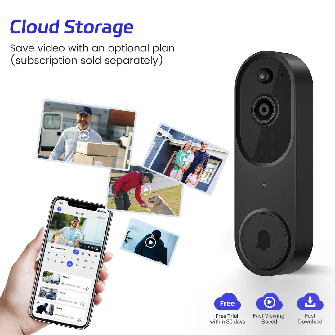 1080P 2.4G Smart Doorbell Video Intercom Door Bell with Camera Smart Home for Security Protection AI Human Detection Motion  Amaijoin