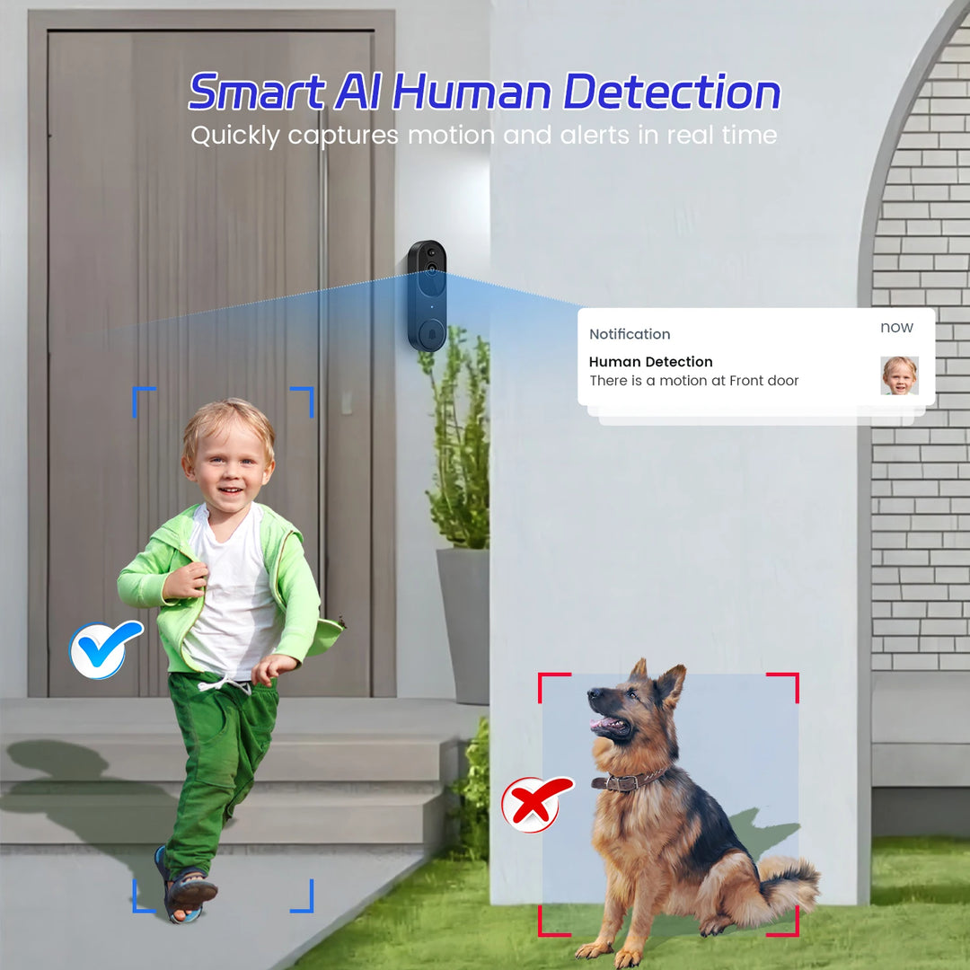 1080P 2.4G Smart Doorbell Video Intercom Door Bell with Camera Smart Home for Security Protection AI Human Detection Motion  Amaijoin