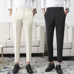 Load image into Gallery viewer, New Men Non-iron fabric Dress Pants Slim Straight Black Apricot Dark Gray Casual Suit Pants Male Business Little Feet Suit pants  Amaijoin
