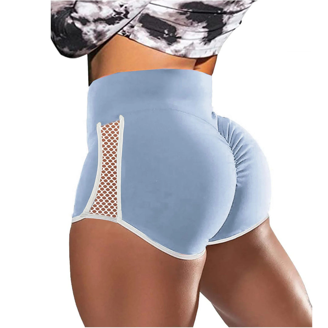 High Waist Side Hollow Out Sport Shorts Women Stitching Stretchy Trousers Plus Size Slim Fit Black Short Pants Run Exercise Yoga  Amaijoin