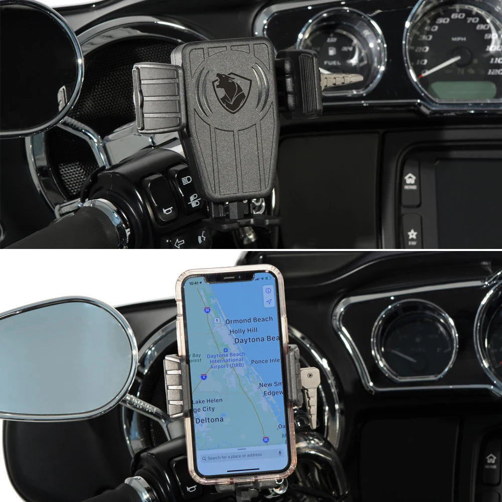 For Harley-Davidson Road King (EFI) - FLHR Custom (EFI) - FLHRS Motorcycle GPS Phone Holder Wireless Charging Navigation Bracket  Amaijoin