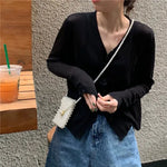 Load image into Gallery viewer, Cardigan Shirt Women Tops Korean Long Sleeve Cardigan Summer Tops V Neck Thin Knitted Sunscreen Shirt Sweater Blusas Mujer E600  Amaijoin
