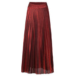 Load image into Gallery viewer, 2022 Spring Metal Color Pleated Maxi Skirt Elastic High Waist Harajuku Large Swing Gold Long Skirts For Women XXL Saias SK275  Amaijoin
