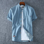 Load image into Gallery viewer, Men&#39;s Blue Denim Shirts Short Sleeve Jean Shirts New Summer High Quality Men Cotton Light Blue Denim Shirts Plus size L-8XL  Amaijoin
