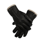 Load image into Gallery viewer, hand-stitched deerskin gloves men warm soft men&#39;s black corrugated gloves 70% wool lining warm in autumn and winter man mitten  Amaijoin
