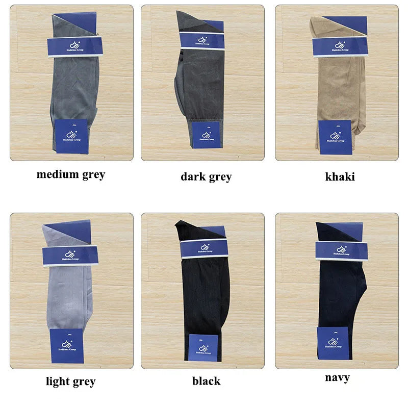 6 Pairs Large Business Silk Socks Long Polyamide Breathable Calf High Sheer Socks Male Brand Business Work Socks High Quality  Amaijoin