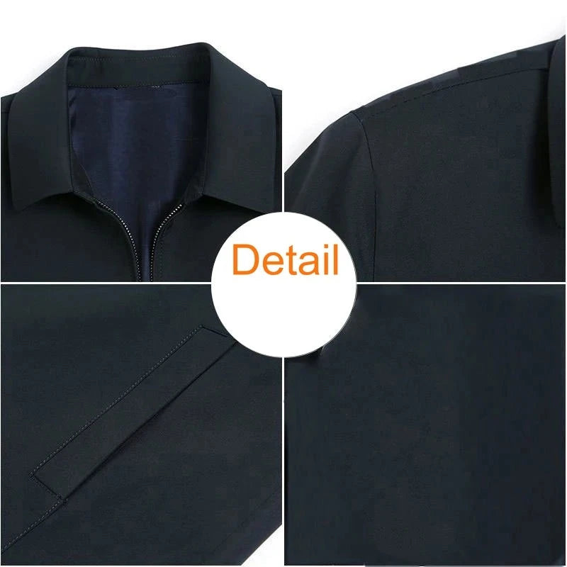 Brand Business Men's Jacket Casual Coats Turn down Collar Zipper Simple Middle-Aged Elderly Men Dad clothes Office Outerwear men  Amaijoin