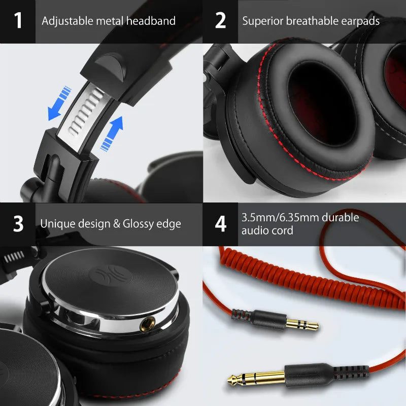 Oneodio Wired Professional Studio Pro DJ Headphones With Microphone Over Ear HiFi Monitor Music Headset Earphone For Phone PC  Amaijoin