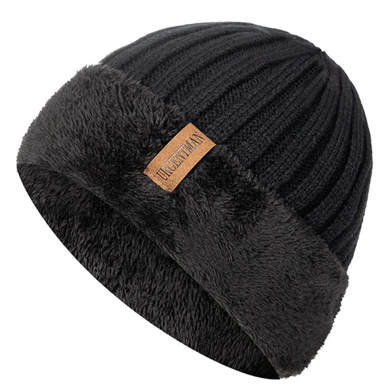 New Unisex Thick Winter Hat Keep Warm Add Fur Lined Flanging Cap Stylish Beanie Hats For Men Women Warm Outdoor Knitted Hat  Amaijoin