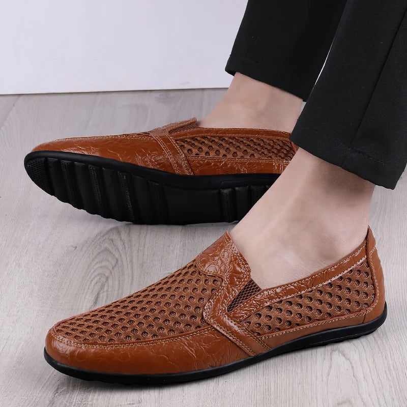 New Summer Men's Casual Shoes Breathable Mesh Men's Shoes Fashion Men Loafers Outdoor Non-slip Sneakers Light Walking Shoes  Amaijoin