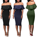 Load image into Gallery viewer, Women Party Bodycon Midi Dress Sexy Off Shoulder Layered Flounce Ruffle Chic Elegant Evening Party Dress de mulher Suit Vestidos  Amaijoin
