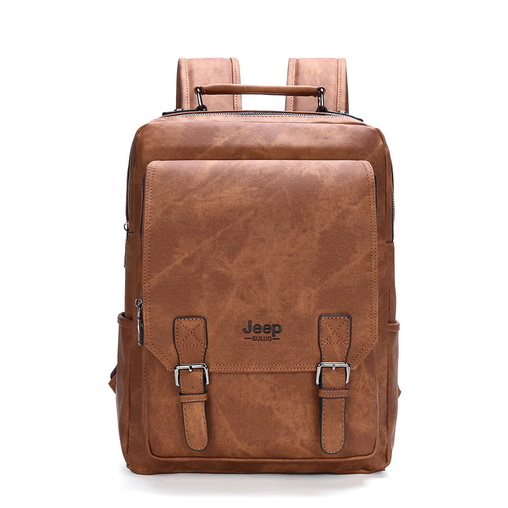 JEEP BULUO Men 15.6" Laptop School Bag Split LeatherTravel Multi Male Mochila Military Camouflage Style Waterproof Backpacks  Amaijoin