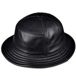 Load image into Gallery viewer, Korean Fashion ACC Unisex Genuine Leather Bucket Hats Men Women Casual Fishing Caps Male Fitted Black Basin Cap Sombrero Mujer  Amaijoin
