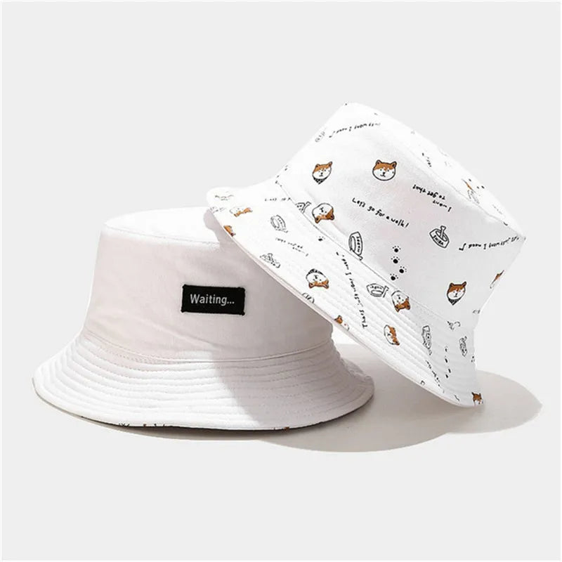 LDSLYJR Cotton Double Sided Cartoon Dog Print Bucket Hat Fisherman Hat Outdoor Travel Hat Sun Cap for Men and Women 261  Amaijoin