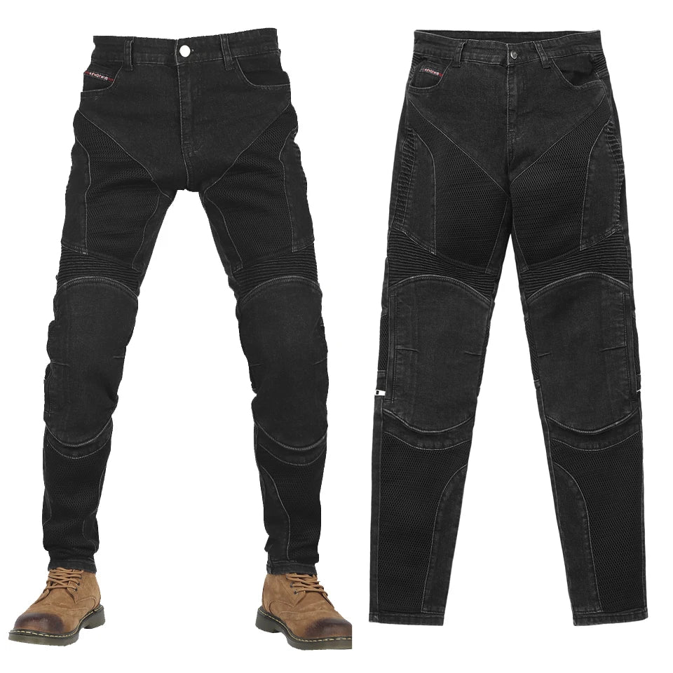 Summer Mesh ventilation Motorcycle Jeans Motocross Pants Moto Jean Breathable Small foot circumference moto Pant  Amaijoin