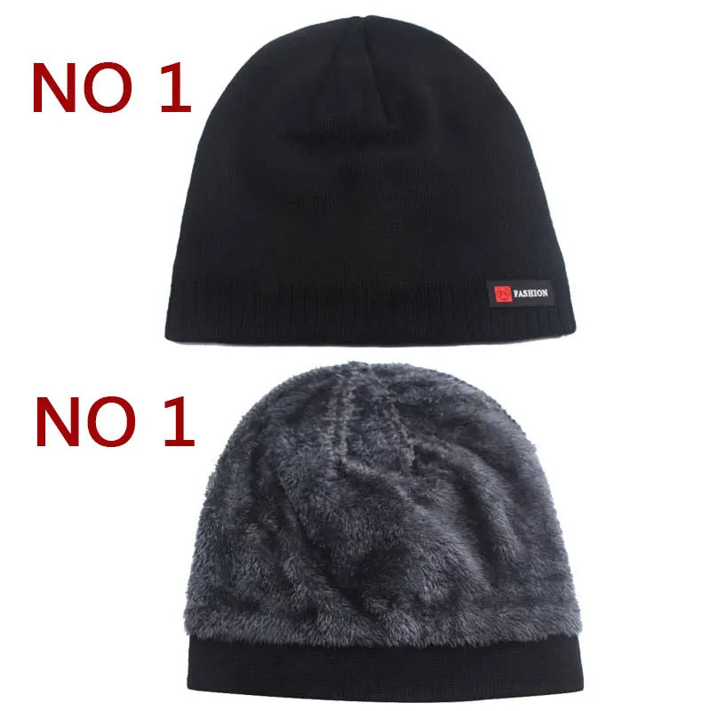 Skullies Beanies Men Winter Hat Women Knitted Hats For Men Cap Winter Beanie Hat Gorro Thick Warm Brimless Fur Bonnet Men's Cap  Amaijoin