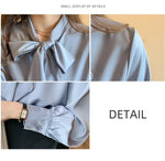 Load image into Gallery viewer, 2023 Spring Loose Korean Tops Fashion Autumn Chiffon Blouse Bow Blue Long Sleeve Shirt White Office Lady Clothes Blusas 10691  Amaijoin
