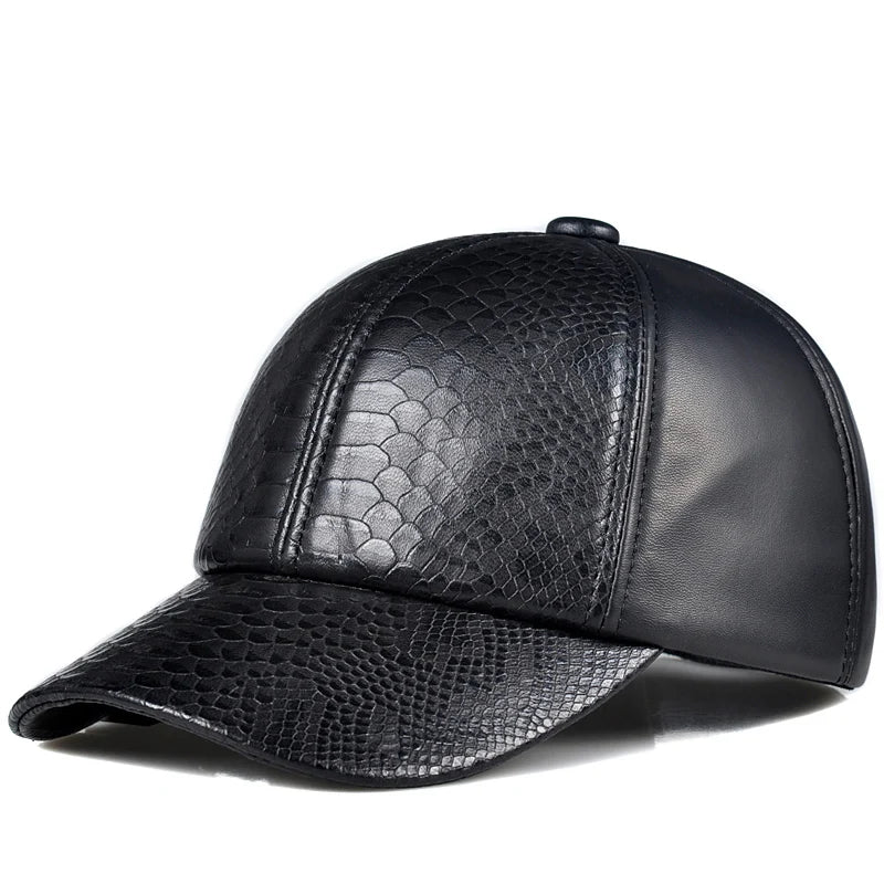 Winter Leather Baseball Caps For Men Novelty Snake Pattern Printed Gorra Male Thin Youth Outdoor Hockey Black Kanye Warm Chapeau  Amaijoin