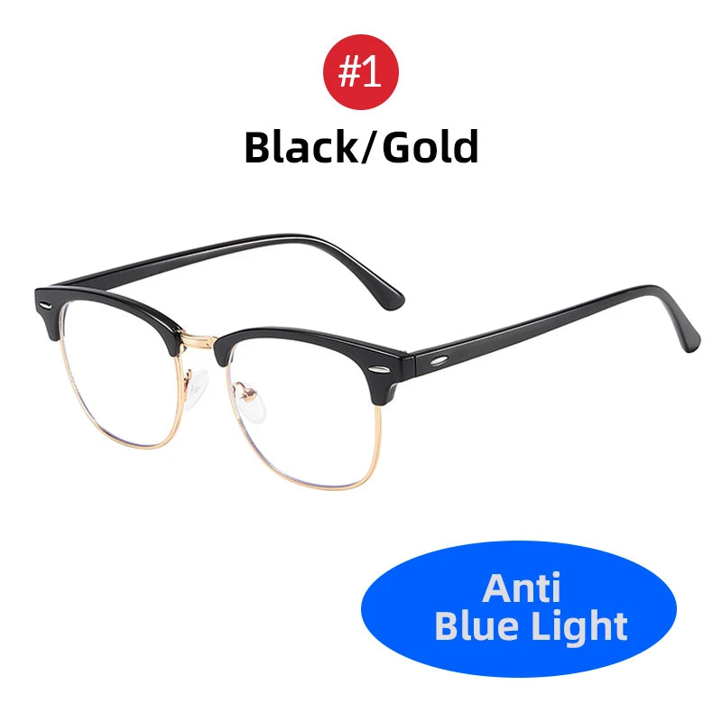 2024 Classic Transparent Frame Semi Rimless Blue Light Blockin Glasses Men Square Anti Blue Ray Eyeglasses Computer Women Gaming  Amaijoin