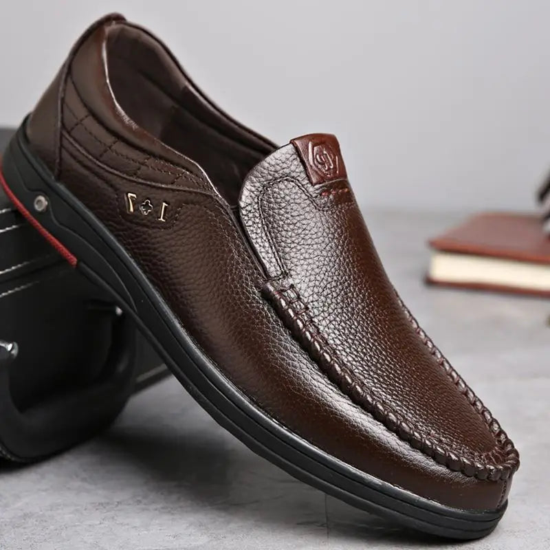 Plus Size Genuine Leather Men Shoes Casual Slip On Shoes Men Loafers Summer Comfortable Flats Breathable Foot Wear Moccasins  Amaijoin