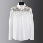 Load image into Gallery viewer, Luxury Golden Sequin Embroidery Shirts Men Long Sleeve Slim Business Formal Dress Shirts Casual Social Party Banquet Tuxedo  Amaijoin
