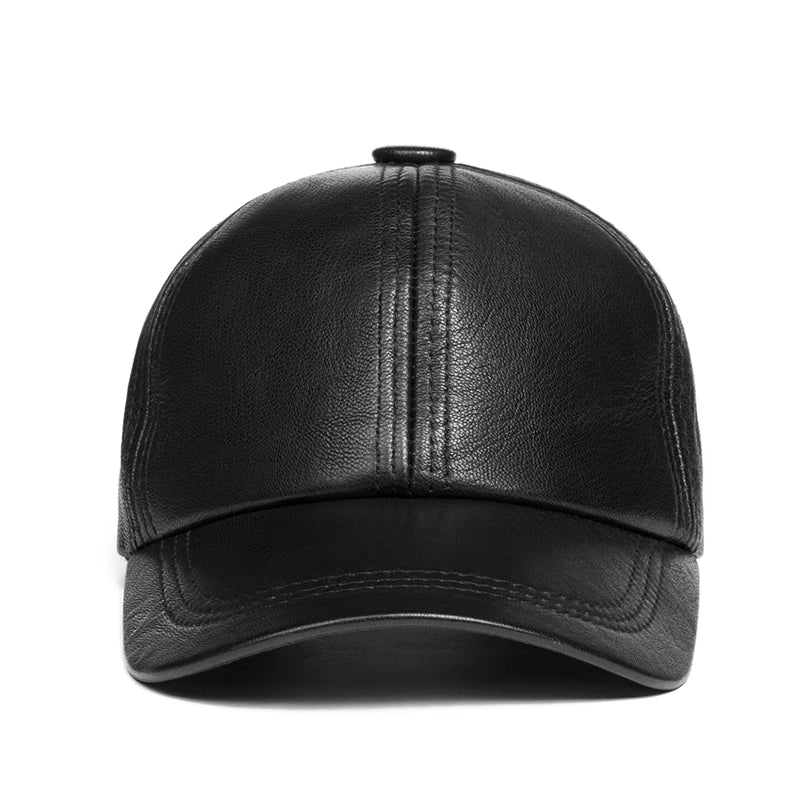 Genuine Leather Caps For Men Male Simle Sewing Soft Sheepskin Thin Hats Top Quailty Big Brim Peaked Chapeau Street Trucker Gorro  Amaijoin