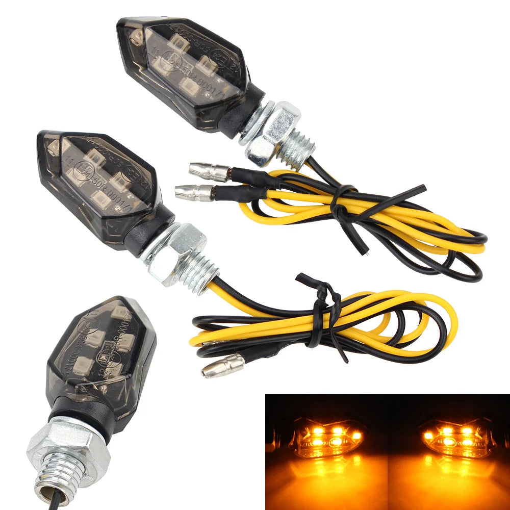 LED Turn Signal Light Super Bright 2pcs Motorcycle Mini Universal Led Motorbike  Lampe Amber Blinker LED Indicators Light  Amaijoin