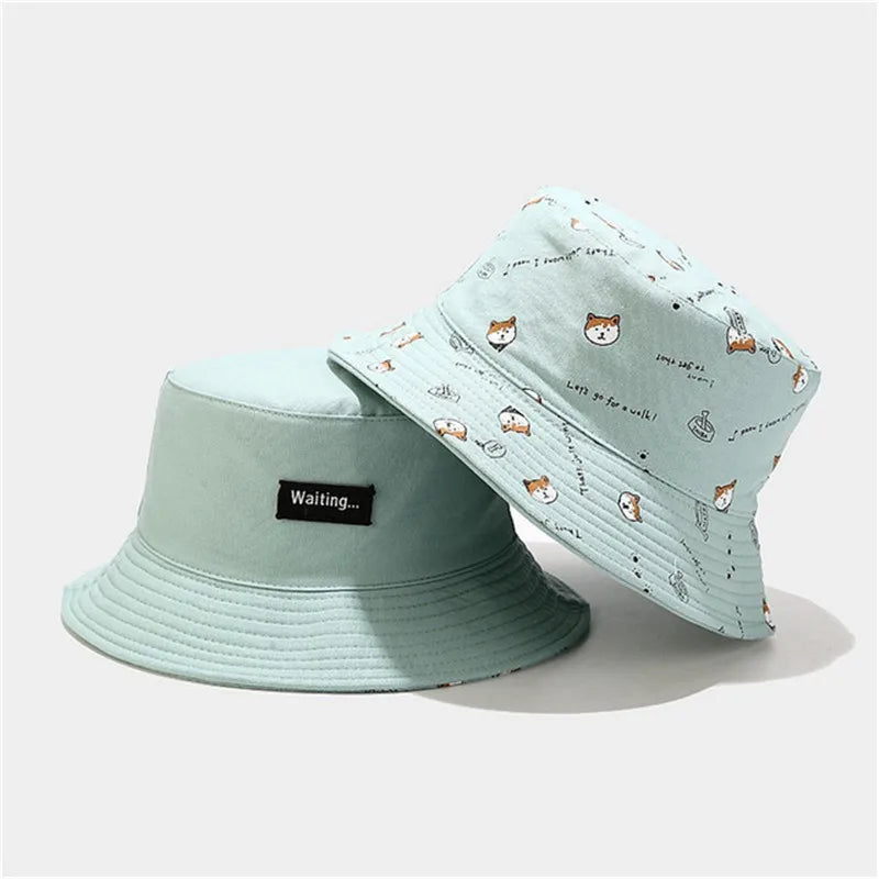 LDSLYJR Cotton Double Sided Cartoon Dog Print Bucket Hat Fisherman Hat Outdoor Travel Hat Sun Cap for Men and Women 261  Amaijoin