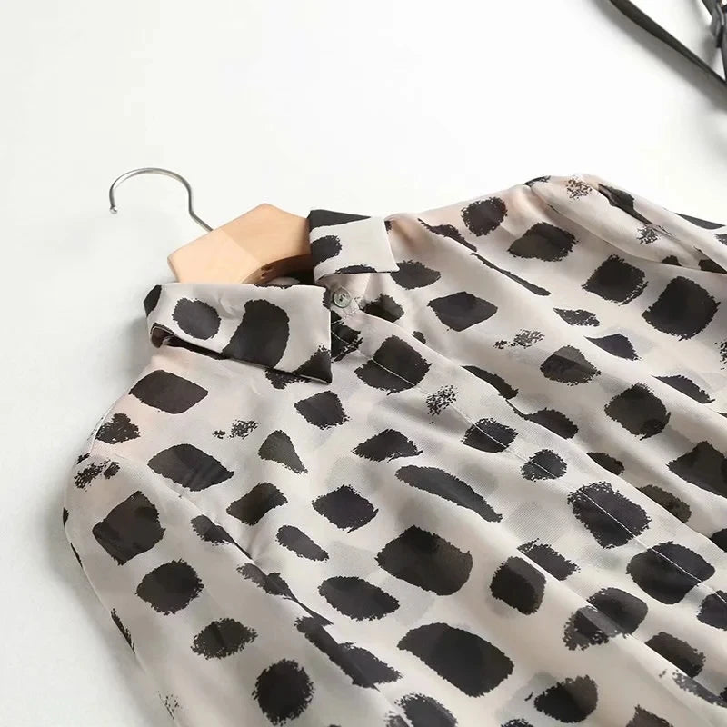 Maxdutti england office lady polka dot elegant silk blusas mujer de moda  2021blouse women simple shirt womens tops and blouse  Amaijoin