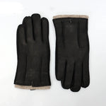 Load image into Gallery viewer, hand-stitched deerskin gloves men warm soft men&#39;s black corrugated gloves 70% wool lining warm in autumn and winter man mitten  Amaijoin
