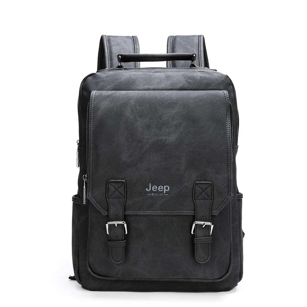 JEEP BULUO Men 15.6" Laptop School Bag Split LeatherTravel Multi Male Mochila Military Camouflage Style Waterproof Backpacks  Amaijoin