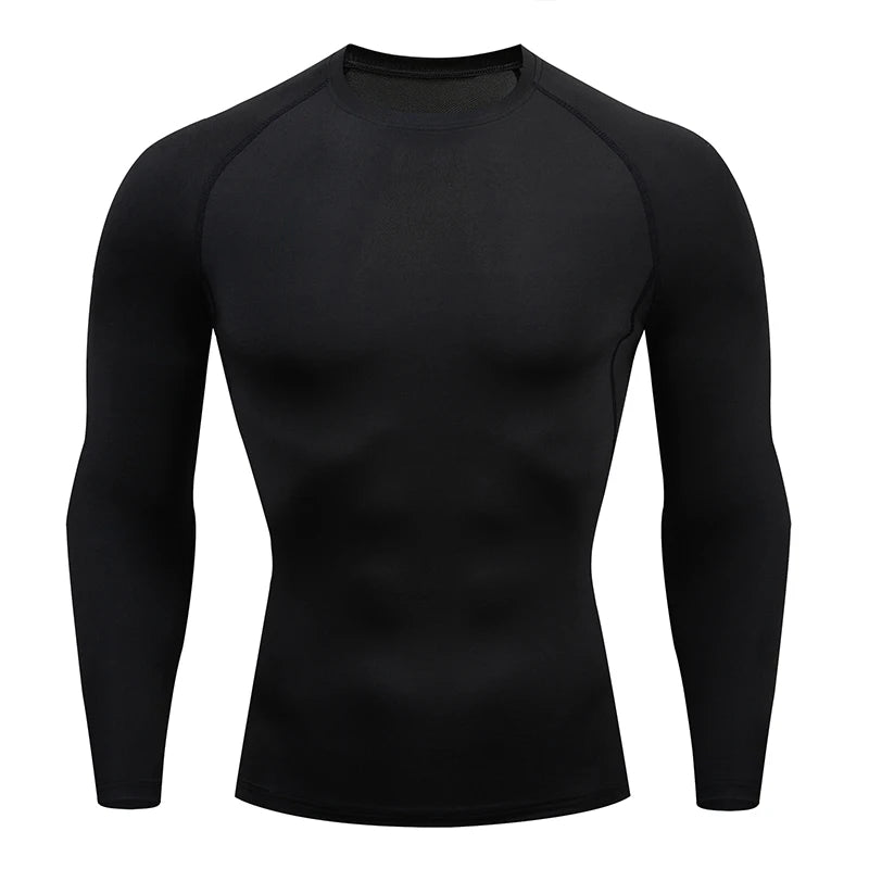 Men Compression Running T-shirt Fitness Tight Long Sleeve Sport Shirts Training Jogging Tops Gym Sportswear Dry Fit Rashgard  Amaijoin