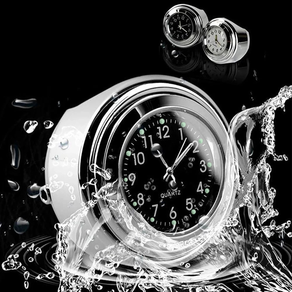 Universal Motorcycle Bike Handlebar Mount Quartz Watch Aluminum Luminous Clock Styling Waterproof Chrome Moto Accessories  Amaijoin