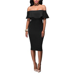 Load image into Gallery viewer, Women Party Bodycon Midi Dress Sexy Off Shoulder Layered Flounce Ruffle Chic Elegant Evening Party Dress de mulher Suit Vestidos  Amaijoin
