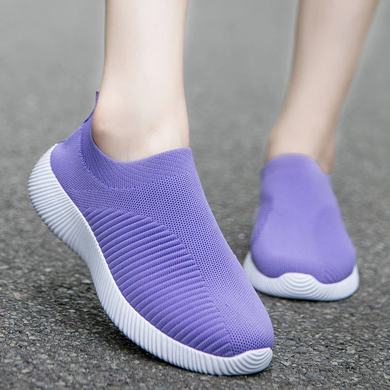 Women Vulcanized Shoes High Quality Women Sneakers Slip On Flats Shoes Women Loafers Plus Size 42 Walking Flat  Amaijoin