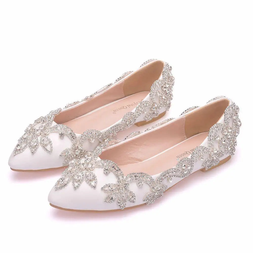 Women Bride Shoes High Heels Wedding Thin Heels White Diamond Glittering Evening Dress Shoe Luxury Crystal Pumps For Party  Amaijoin