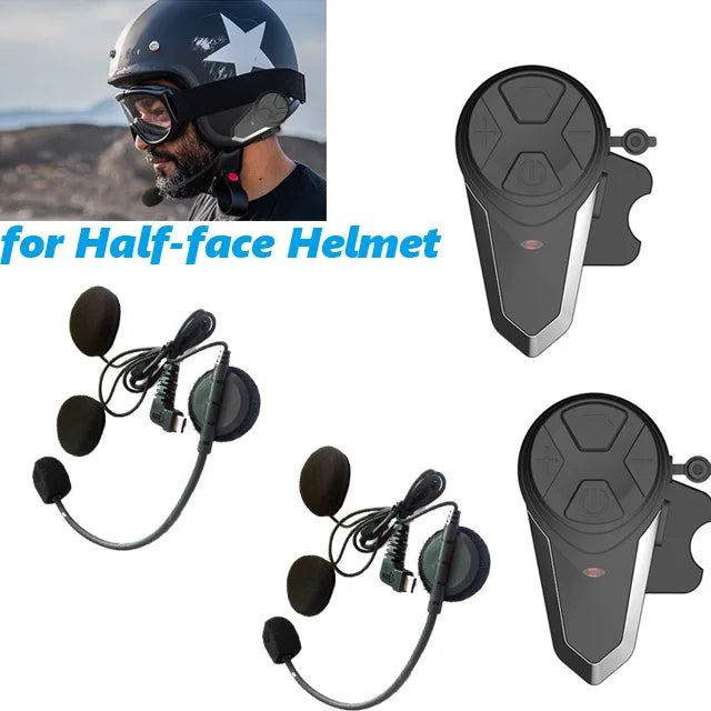 BT-S3NS Motorcycle Helmet Bluetooth-Compatible Headset Intercom Communication Interphone MP3 GPS Waterproof Intercomunicador  Amaijoin