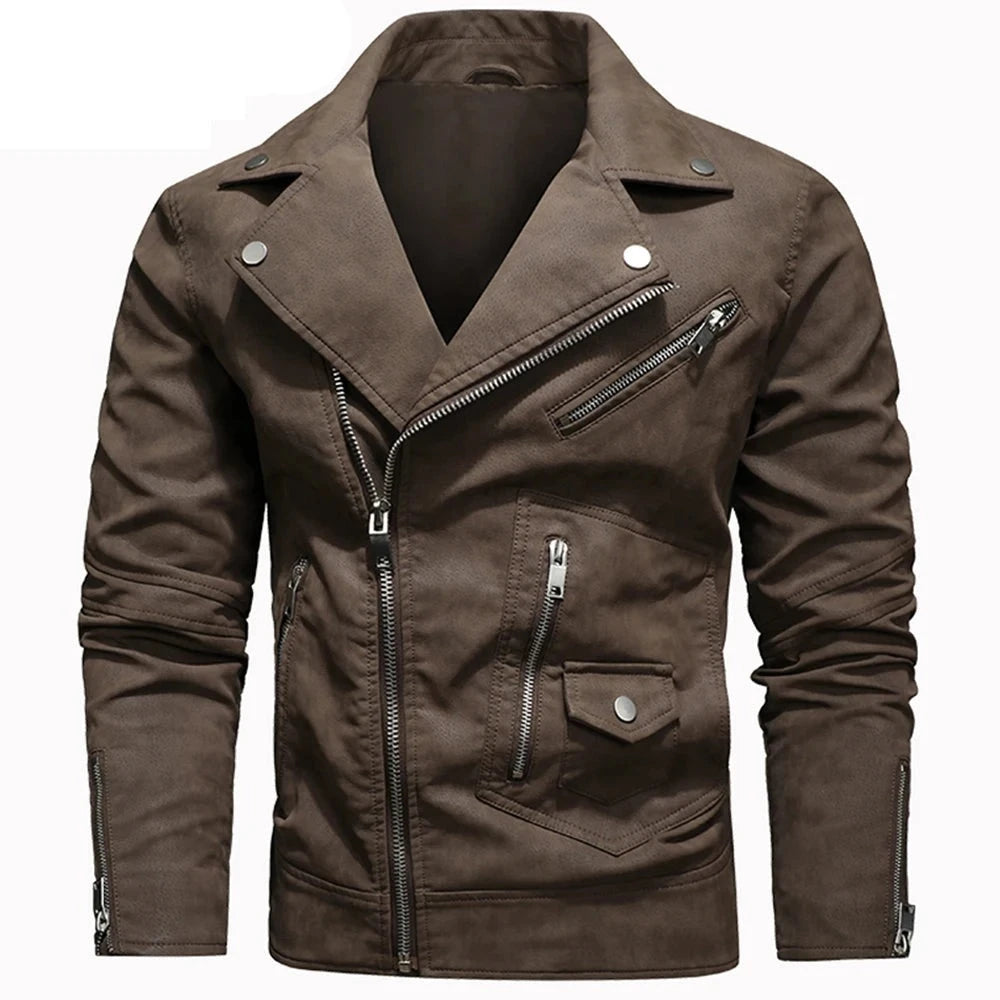 HEROBIKER Motorcycle Jacket Men's Leather Jackets Autumn Casual Motorcycle PU Jacket Biker Leather Coats Brand Clothing EU Size  Amaijoin