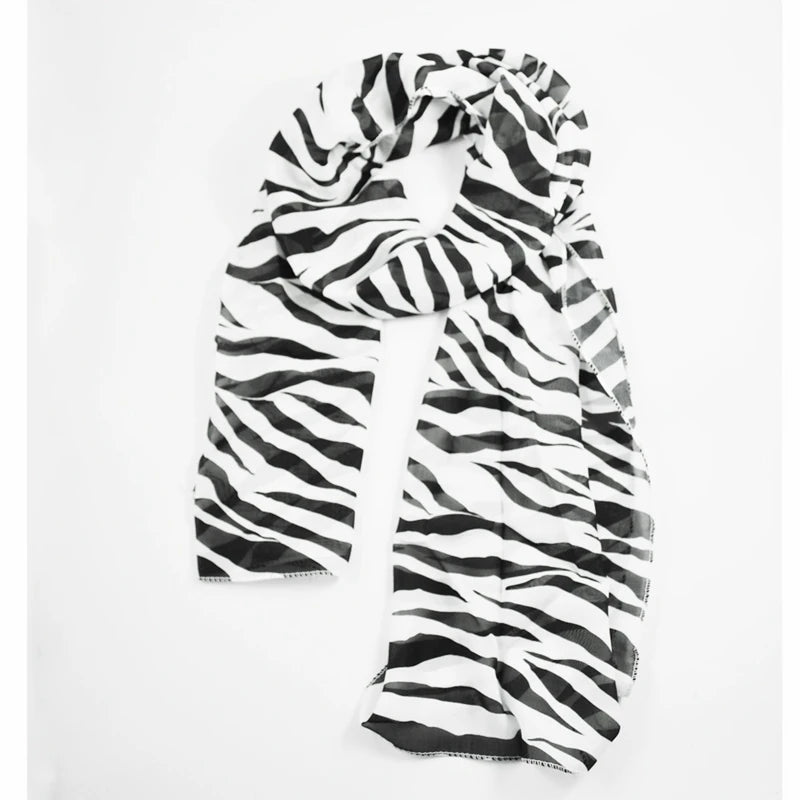 SODIAL(R) Black White Chiffon Zebra Strips Striped Women Shawl Scarves Wrap Pashmina Gift  Amaijoin