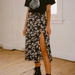 Load image into Gallery viewer, Jocoo Jolee Elegant Leopard Floral Printing Long Skirt Women Sexy High Waist Split Midi Skirts Office Lady Bodycon A Line Skirts  Amaijoin
