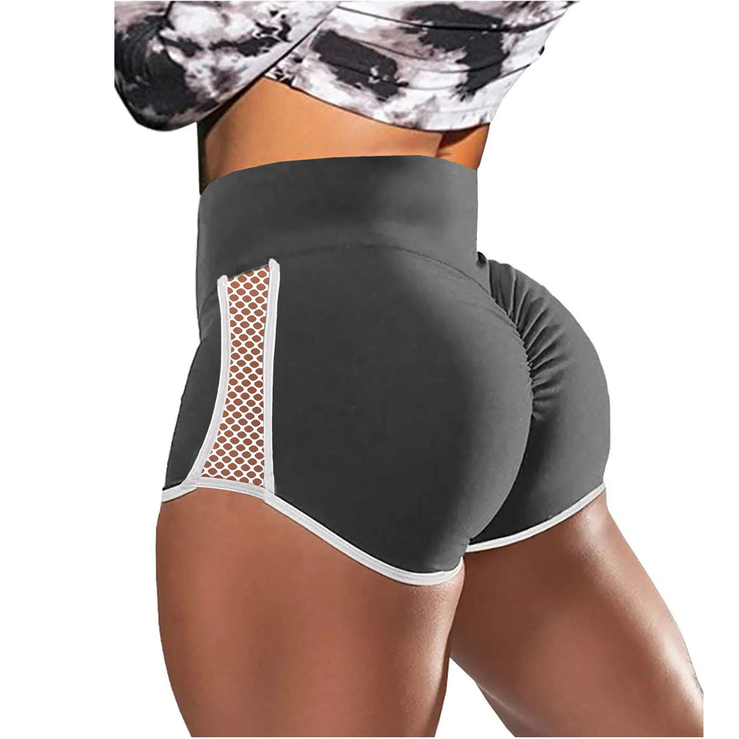 High Waist Side Hollow Out Sport Shorts Women Stitching Stretchy Trousers Plus Size Slim Fit Black Short Pants Run Exercise Yoga  Amaijoin