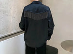 Load image into Gallery viewer, Men Metal Tassel Satin Style Long Sleeve Casual Shirt Male Streetwear Vintage Fashion Hip Hop Shirt Lovers Shirt Stage Clothing  Amaijoin
