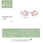 Load image into Gallery viewer, BAMOER 925 Sterling Silver Double Heart to Heart Pink CZ Stud Earrings for Women Brincos Fine Jewelry Bijoux SCE090  Amaijoin
