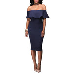 Load image into Gallery viewer, Women Party Bodycon Midi Dress Sexy Off Shoulder Layered Flounce Ruffle Chic Elegant Evening Party Dress de mulher Suit Vestidos  Amaijoin
