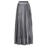 Load image into Gallery viewer, 2022 Spring Metal Color Pleated Maxi Skirt Elastic High Waist Harajuku Large Swing Gold Long Skirts For Women XXL Saias SK275  Amaijoin
