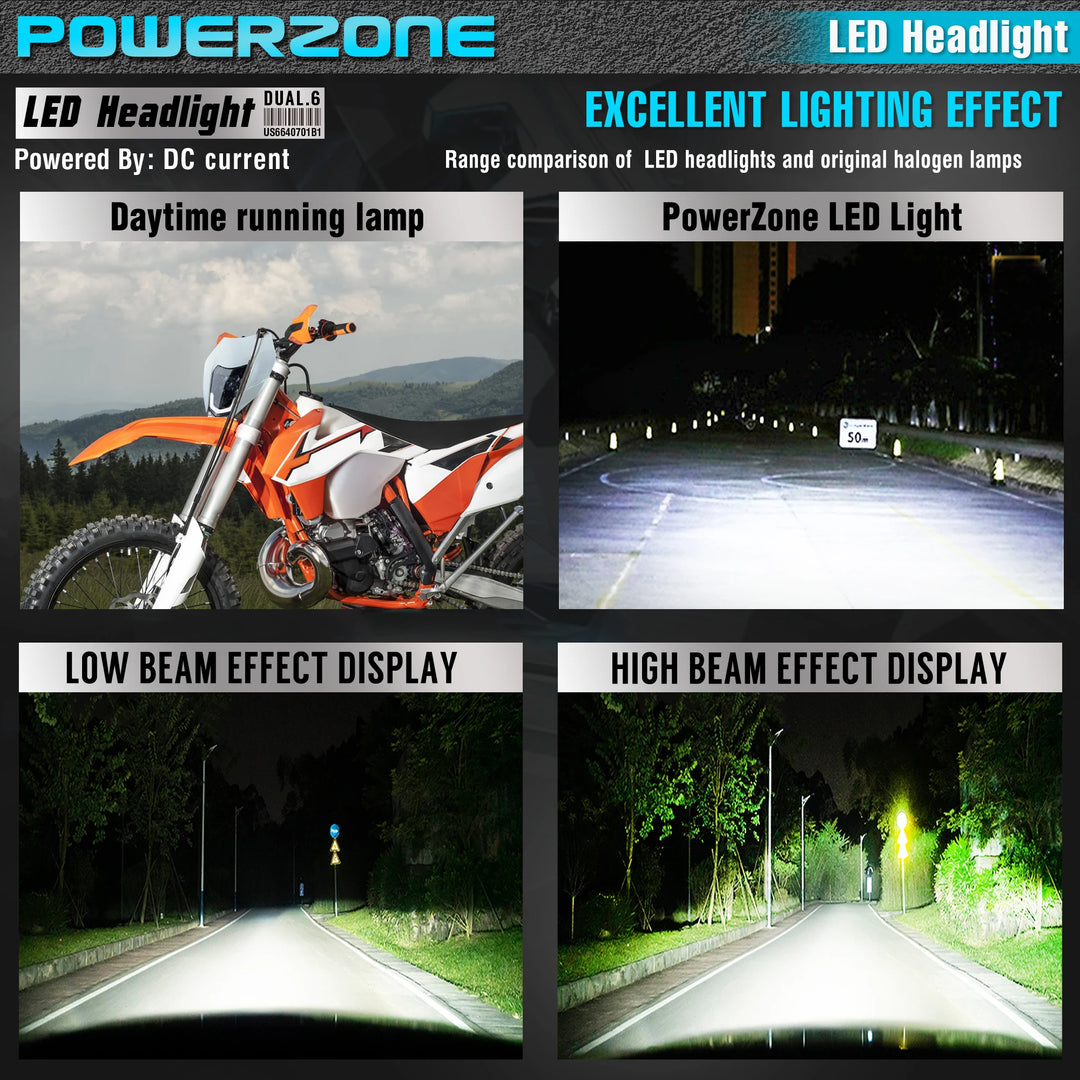 PowerZone Motorcycle LED Headlight Headlamp Head Light Supermoto Fairing For KTM EXC SXF MX Dirt Bike Enduro LED Headlight  Amaijoin