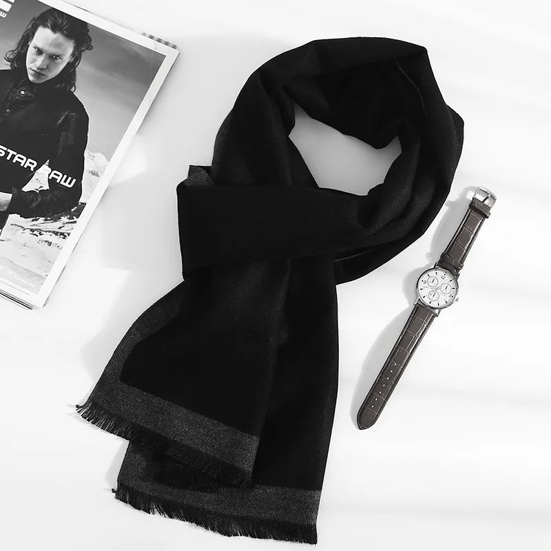 2023 Fashion 180*35cm Scarves Man Autumn Winter Thick Warm Cashmere Business Long Wraps Boy Classic Shawl Free Shipping muffler  Amaijoin